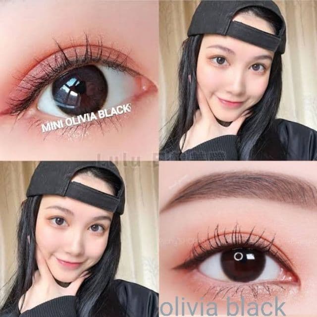 Kitty kawaii black สีดำ mini Olivia Contactlens บิ๊กอาย คอนแทคเลนส์ แถมตลับฟรี. รูปที่ 1