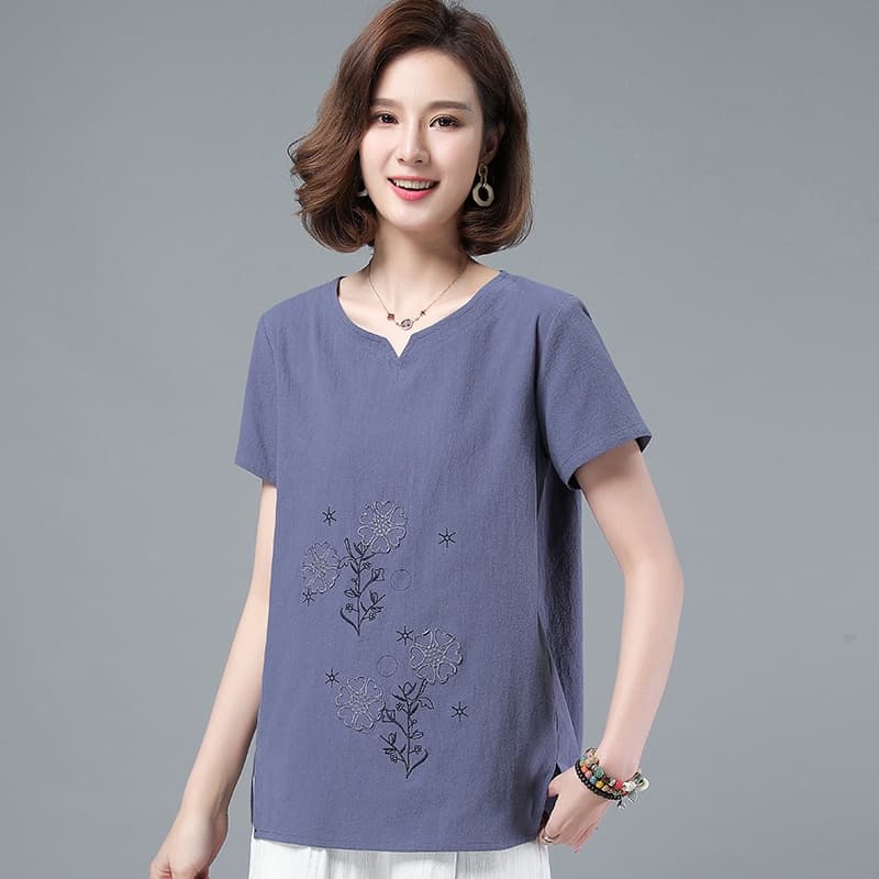 FBAShop เสื้อคอจีนปักลายดอกไม้แบบวินเทจสีสวยใส่สบายสาวๆวัยทำงานก็ใส่ได้น้า รูปที่ 4