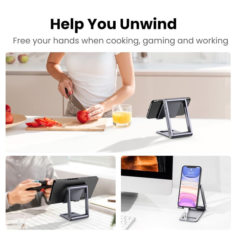 UGREEN ที่ตั้งโทรศัพท์มือถือ แบบอะลูมิเนียม สําหรับ compatible compatible for IPhone 12 Pro Max SE XS XR 8 Plus 11 Samsung Galaxy S20 S10 S9 S8 S7 S6 รูปที่ 2