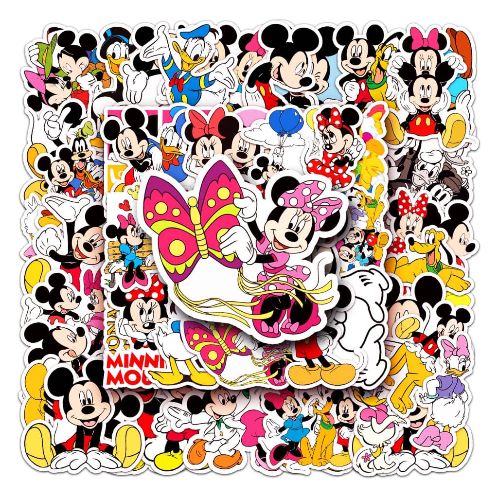 50 ชิ้นตลก Disney Mickey สติกเกอร์กันน้ํา DIY สําหรับโทรศัพท์แล็ปท็อปรถสติกเกอร์ Creative Home Decal รูปที่ 1