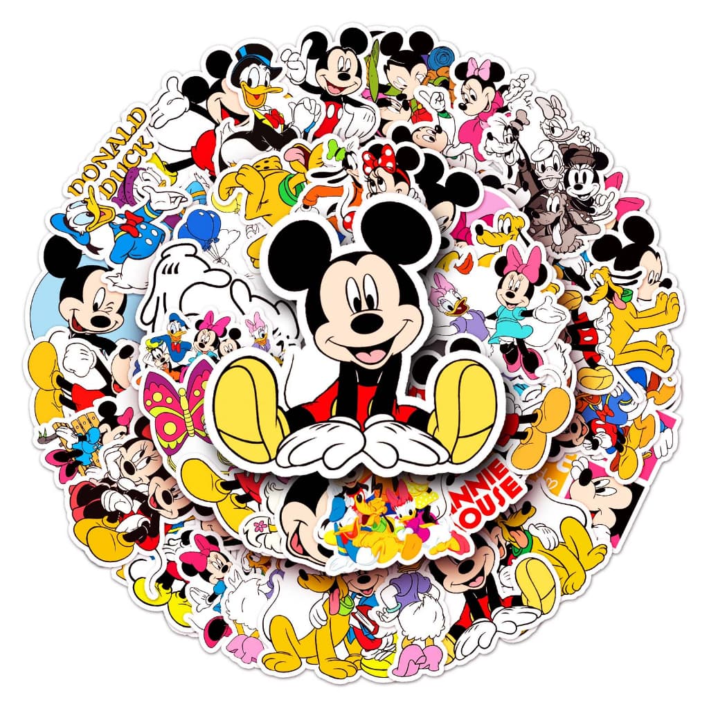 50 ชิ้นตลก Disney Mickey สติกเกอร์กันน้ํา DIY สําหรับโทรศัพท์แล็ปท็อปรถสติกเกอร์ Creative Home Decal รูปที่ 2