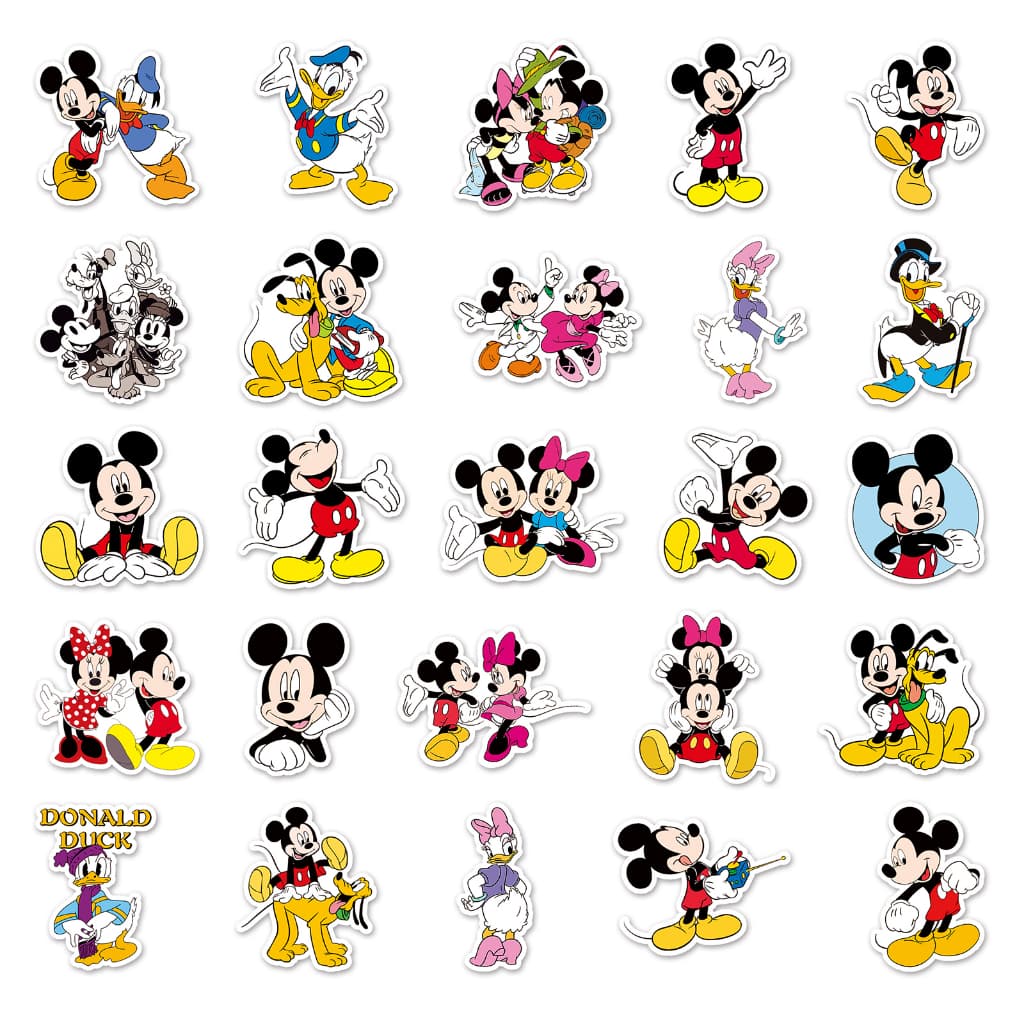 50 ชิ้นตลก Disney Mickey สติกเกอร์กันน้ํา DIY สําหรับโทรศัพท์แล็ปท็อปรถสติกเกอร์ Creative Home Decal รูปที่ 3