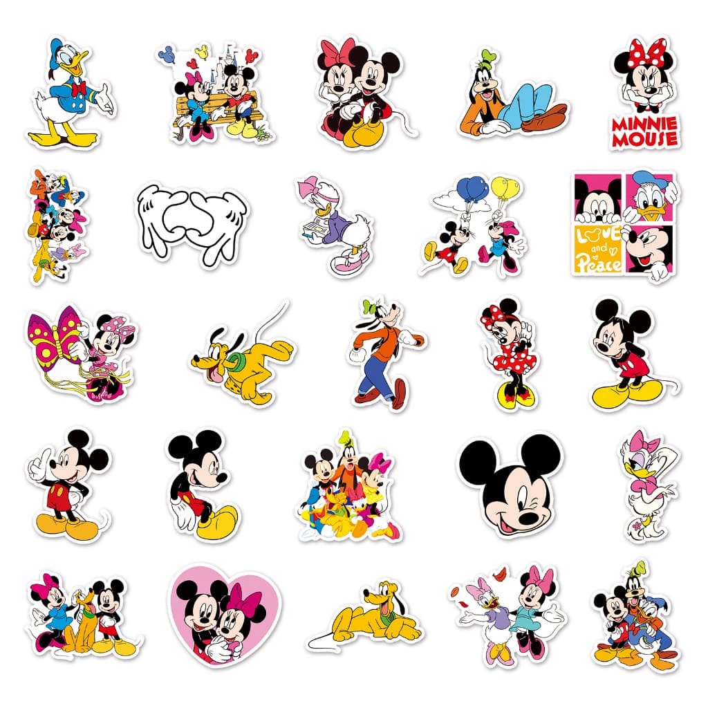 50 ชิ้นตลก Disney Mickey สติกเกอร์กันน้ํา DIY สําหรับโทรศัพท์แล็ปท็อปรถสติกเกอร์ Creative Home Decal รูปที่ 4