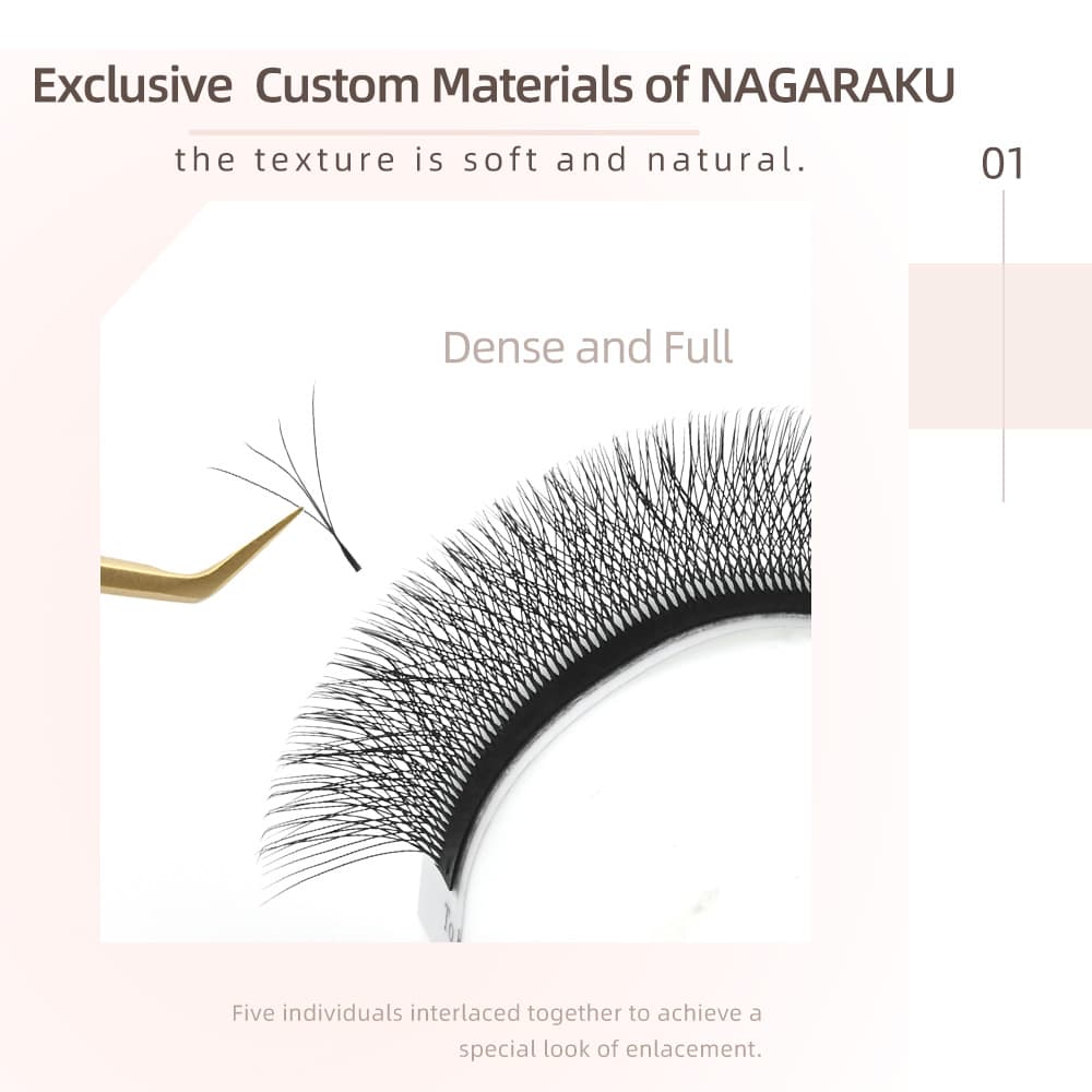 Nagaraku ขนตาปลอม ขนมิงค์เทียม 4D W สําหรับต่อขนตา รูปที่ 3