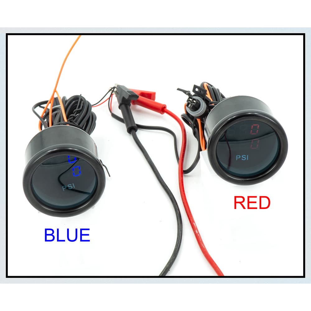 52 มม.Dual Red & Blue จอแสดงผล LED Air Suspension Gauge ความดันอากาศ Guage LED ดิจิตอล 2 ชิ้น 1/8NPT เซ็นเซอร์ยาว 5 เมตรและผู้ถือหมุน รูปที่ 8