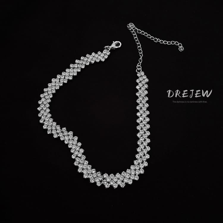 DREJEW สร้อยคอโช้คเกอร์ ประดับเพชร เต็มรูปแบบ เรียบง่าย ญี่ปุ่น เกาหลี อิทธิพล ไม่ซ้ําใคร ไหปลาร้าโซ่ สร้อยคอแฟชั่น สร้อยคอ รูปที่ 2