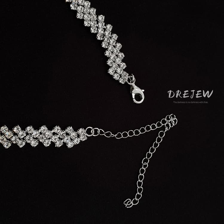 DREJEW สร้อยคอโช้คเกอร์ ประดับเพชร เต็มรูปแบบ เรียบง่าย ญี่ปุ่น เกาหลี อิทธิพล ไม่ซ้ําใคร ไหปลาร้าโซ่ สร้อยคอแฟชั่น สร้อยคอ รูปที่ 6