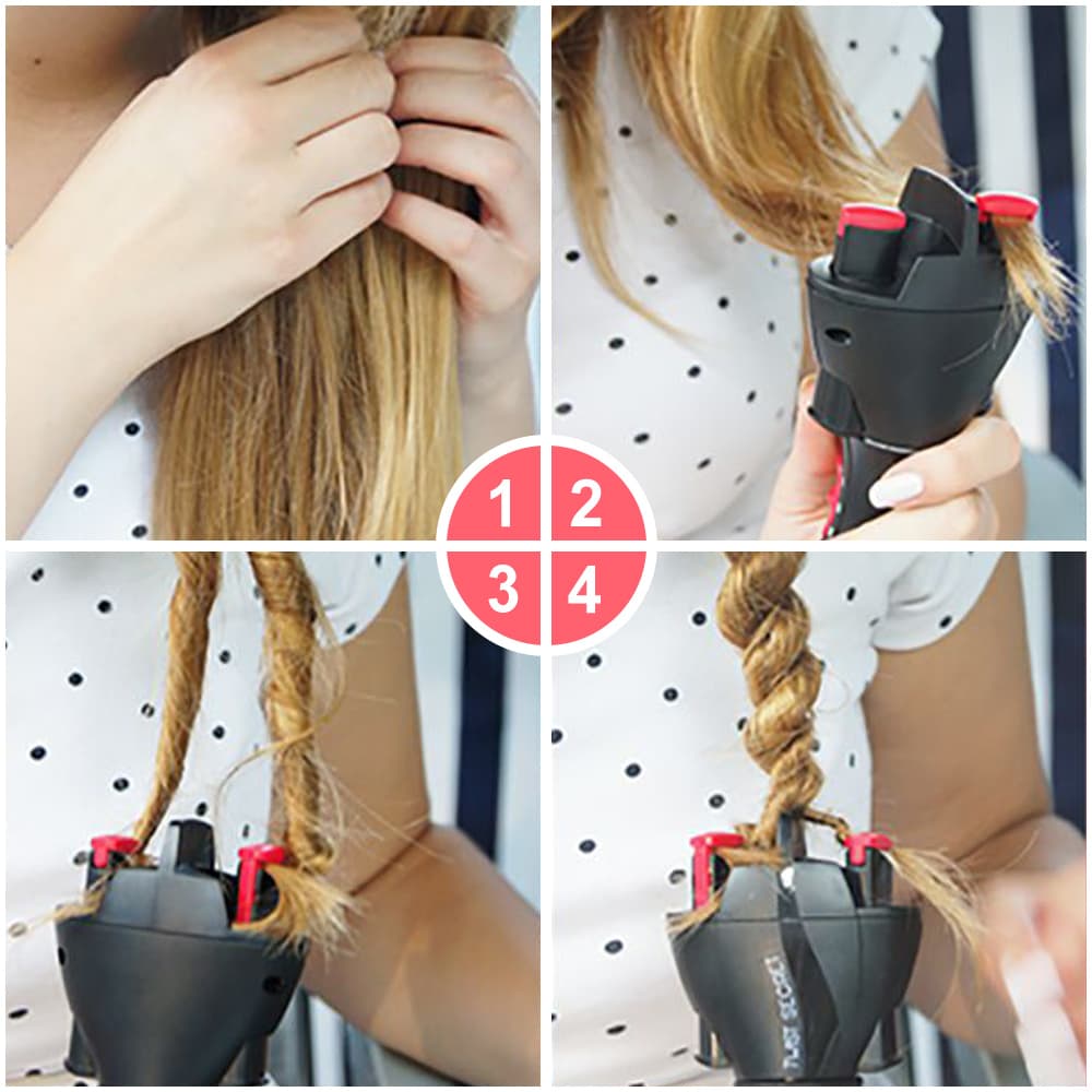 เครื่องถักเปียผมไฟฟ้าอัตโนมัติ แบบเกลียว USB สําหรับจัดแต่งทรงผม รูปที่ 5