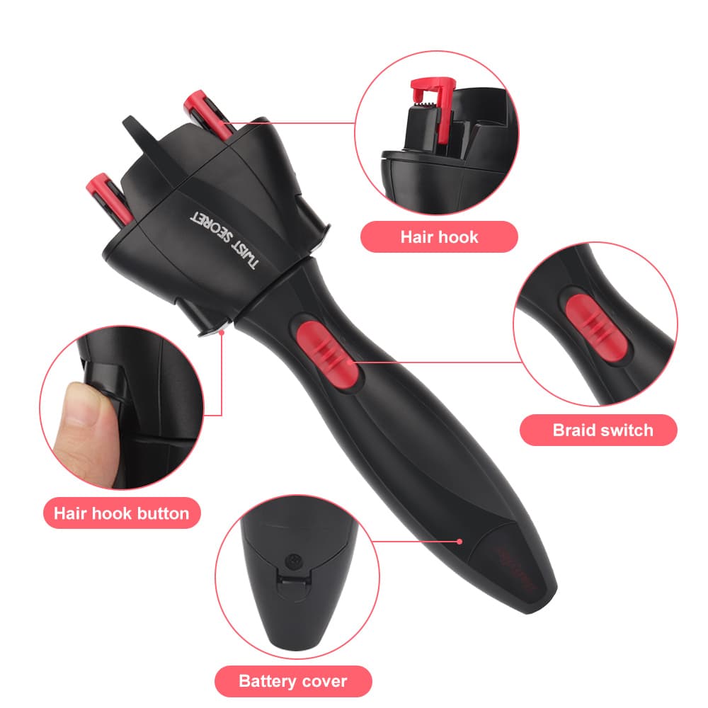 เครื่องถักเปียผมไฟฟ้าอัตโนมัติ แบบเกลียว USB สําหรับจัดแต่งทรงผม รูปที่ 2