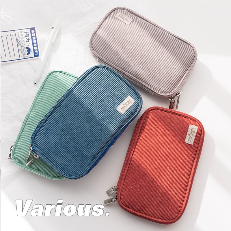 Penlab Kokuyo Corduroy Pan Case Flat Open Multi Pocket Pen กระเป๋าดินสอกระเป๋าเก็บกระเป๋าถือ C7025 รูปที่ 1
