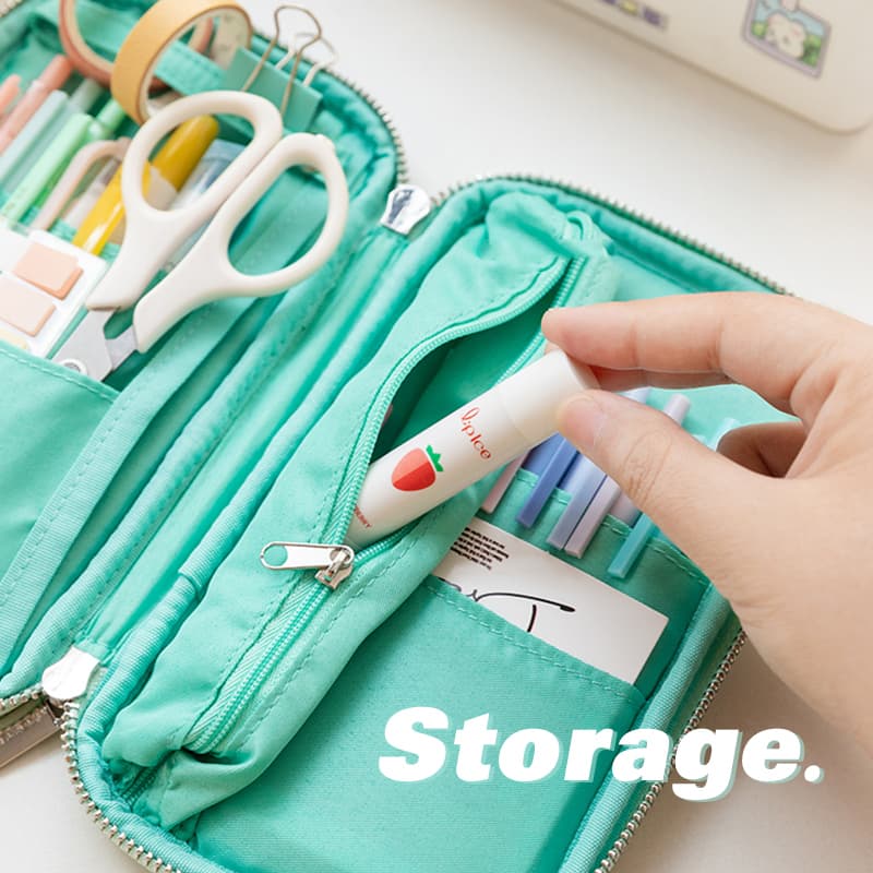 Penlab Kokuyo Corduroy Pan Case Flat Open Multi Pocket Pen กระเป๋าดินสอกระเป๋าเก็บกระเป๋าถือ C7025 รูปที่ 4