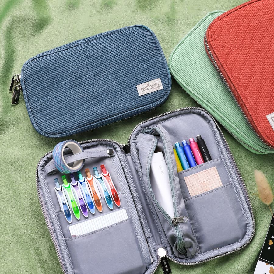 Penlab Kokuyo Corduroy Pan Case Flat Open Multi Pocket Pen กระเป๋าดินสอกระเป๋าเก็บกระเป๋าถือ C7025 รูปที่ 8