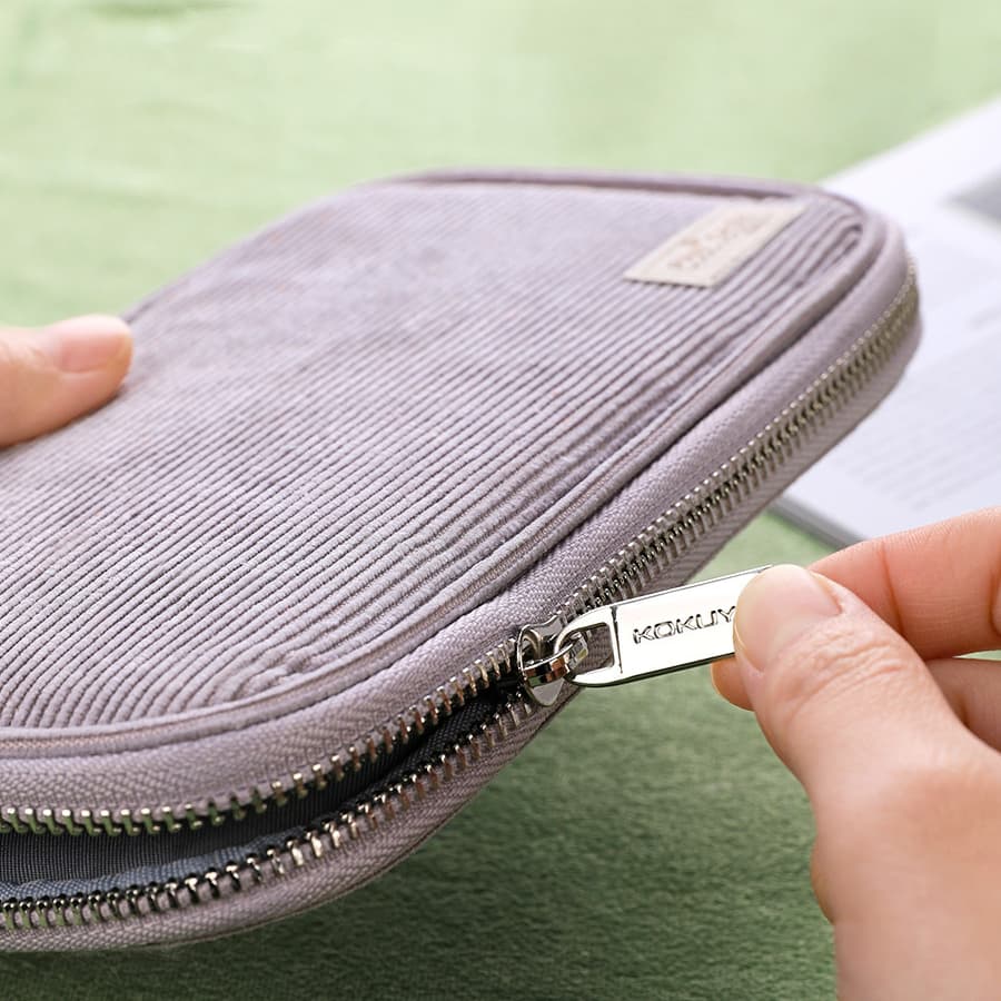 Penlab Kokuyo Corduroy Pan Case Flat Open Multi Pocket Pen กระเป๋าดินสอกระเป๋าเก็บกระเป๋าถือ C7025 รูปที่ 6
