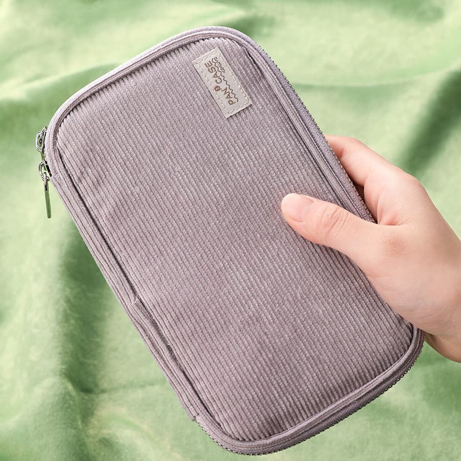 Penlab Kokuyo Corduroy Pan Case Flat Open Multi Pocket Pen กระเป๋าดินสอกระเป๋าเก็บกระเป๋าถือ C7025 รูปที่ 7
