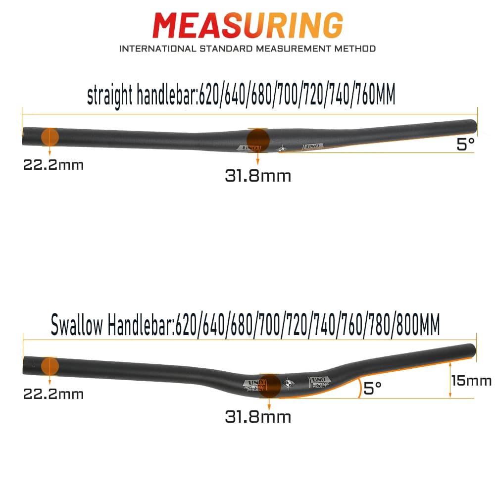 UNO จักรยานHandlebar Matteสีดํา/Bright Silver Mtb Handlebar Fitสําหรับ 25.4/31.8 มม.จักรยานStemอุปกรณ์เสริม รูปที่ 5