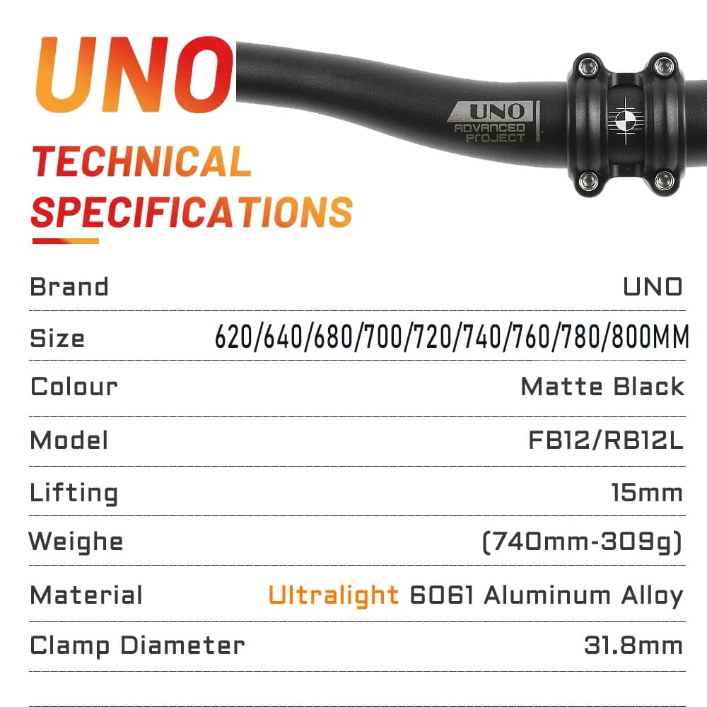 UNO จักรยานHandlebar Matteสีดํา/Bright Silver Mtb Handlebar Fitสําหรับ 25.4/31.8 มม.จักรยานStemอุปกรณ์เสริม รูปที่ 6