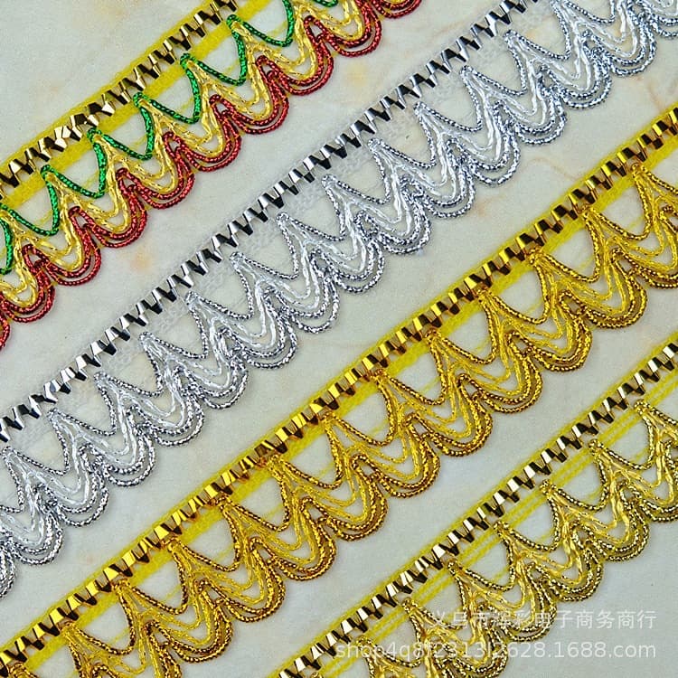 ขายตรง ประดับเลื่อม ผ้าไหม สีทอง สีเงิน อุปกรณ์เสริม สําหรับเต้นรํา เครื่องแต่งกาย รูปที่ 1
