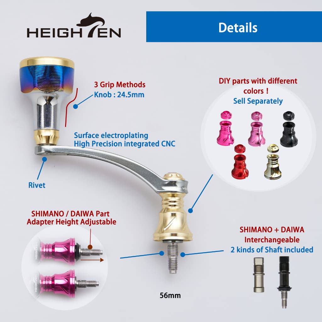 HEIGHTEN 56 มม.Reel Handle 24.5 มม.สําหรับ Shimano Stella Stradic Daiwa Caldia Spinning Fishing Reel รูปที่ 5