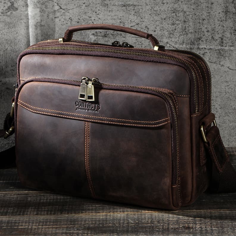 CONTACT'S กระเป๋าสะพายข้าง หนังแท้ สําหรับผู้ชาย รูปที่ 2