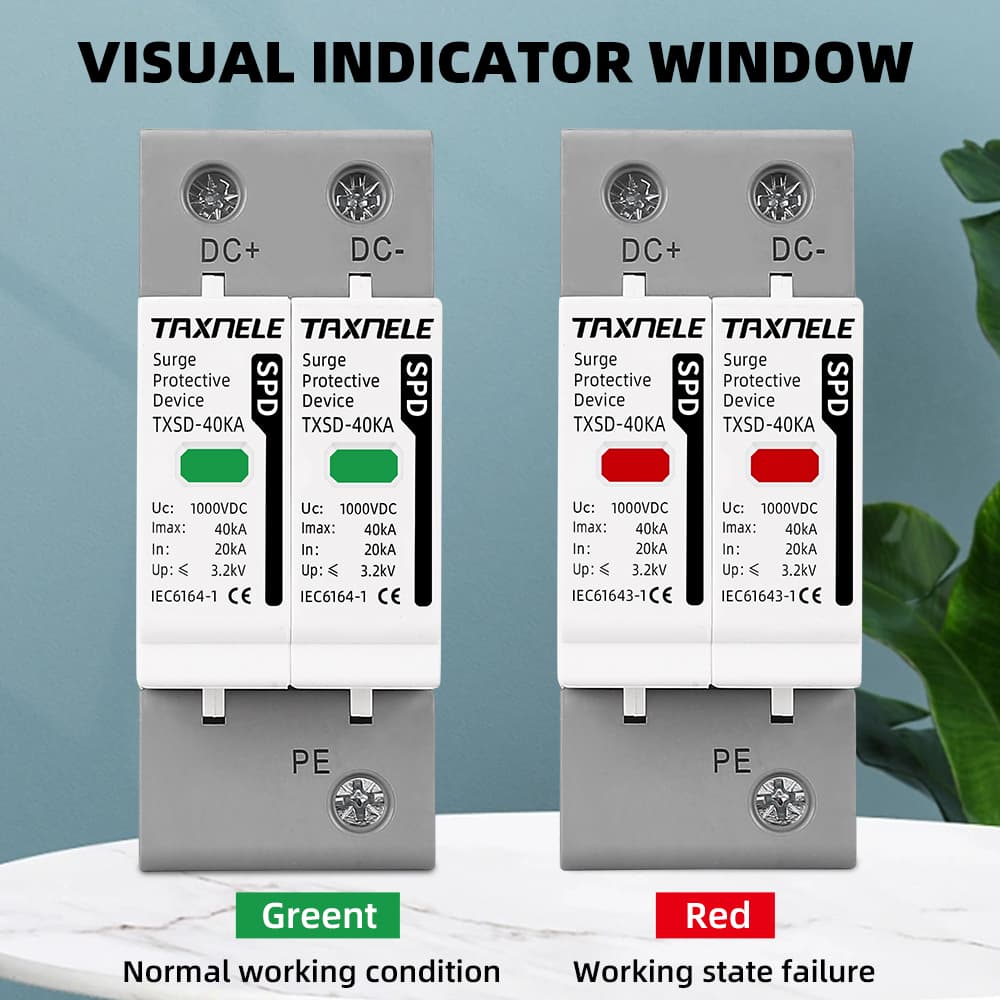 Taxnele DC SPD 600V 800V 1000V 20KA 40KA surge Protector พลังงานแสงอาทิตย์ PV Lightning Arrester TXSD-40KA รูปที่ 2