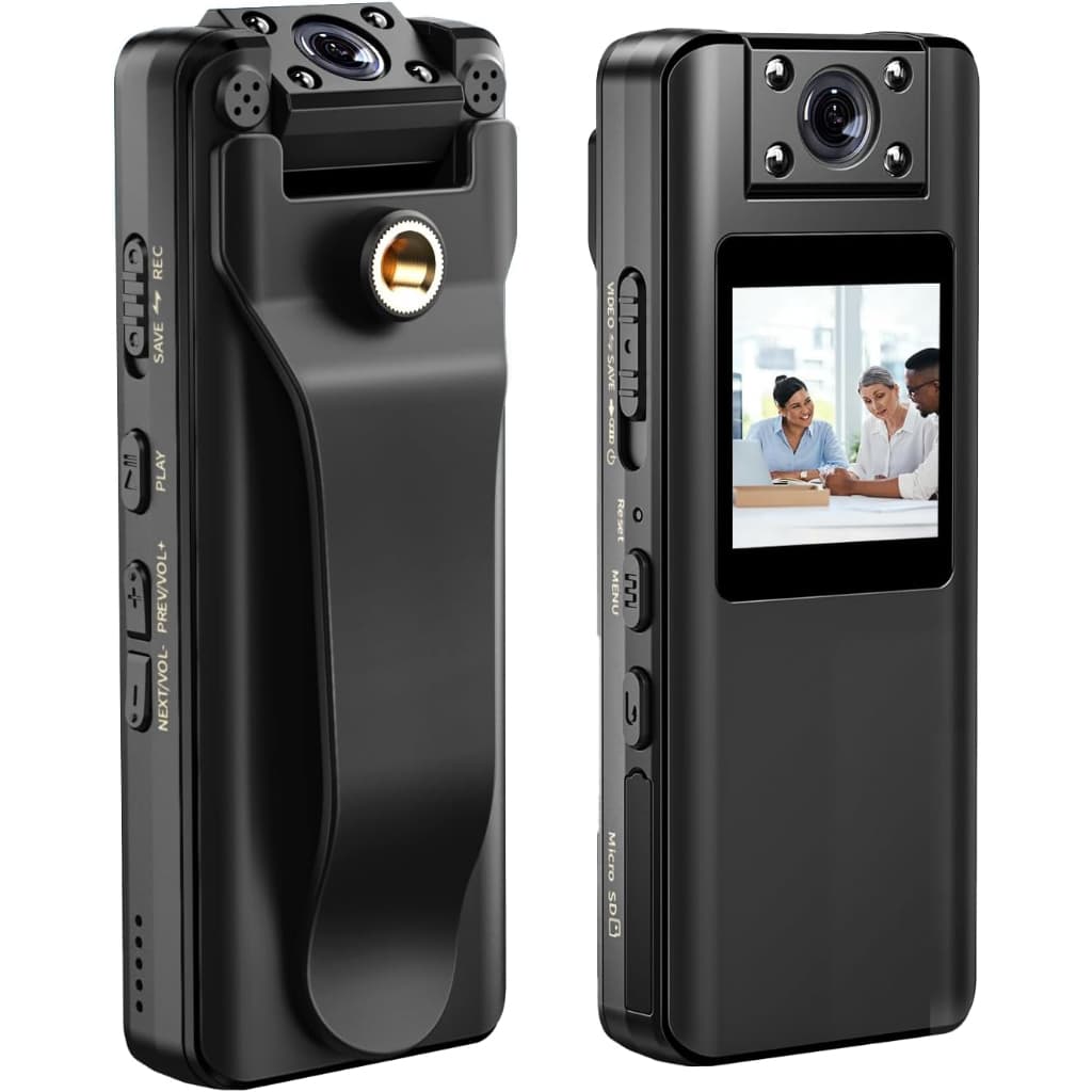 BOBLOV A22 Mini Body Camera, แบตเตอรี่ 2200mAh สําหรับการบันทึก 9 ชั่วโมง,180° เลนส์หมุนได้, บอดี้แคม 1080พี พร้อมหน้าจอ OLED เล่นได้, กล้องวิดีโอพร้อมเสียงสําหรับเดิน, จัดส่ง รูปที่ 1