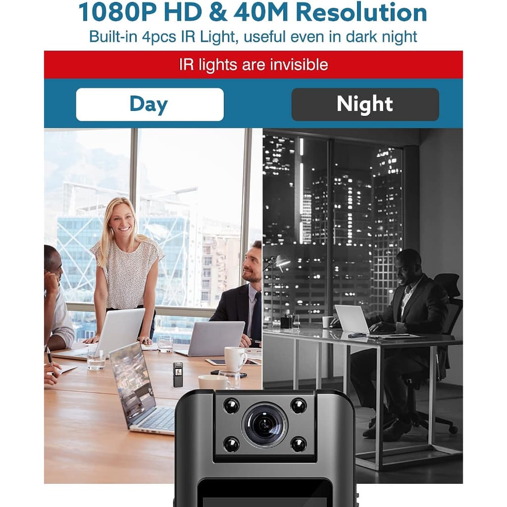 BOBLOV A22 Mini Body Camera, แบตเตอรี่ 2200mAh สําหรับการบันทึก 9 ชั่วโมง,180° เลนส์หมุนได้, บอดี้แคม 1080พี พร้อมหน้าจอ OLED เล่นได้, กล้องวิดีโอพร้อมเสียงสําหรับเดิน, จัดส่ง รูปที่ 4