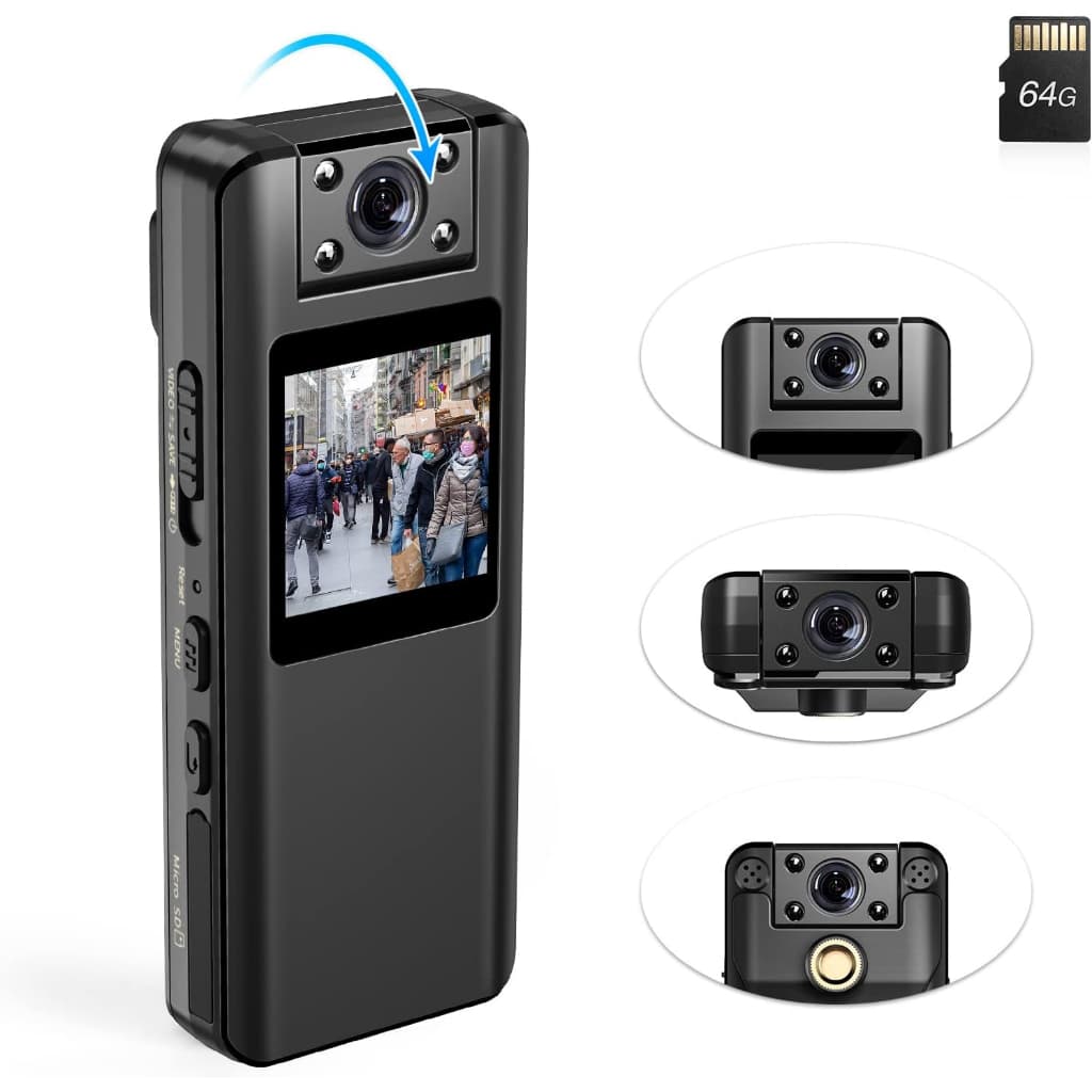 BOBLOV A22 Mini Body Camera, แบตเตอรี่ 2200mAh สําหรับการบันทึก 9 ชั่วโมง,180° เลนส์หมุนได้, บอดี้แคม 1080พี พร้อมหน้าจอ OLED เล่นได้, กล้องวิดีโอพร้อมเสียงสําหรับเดิน, จัดส่ง รูปที่ 7
