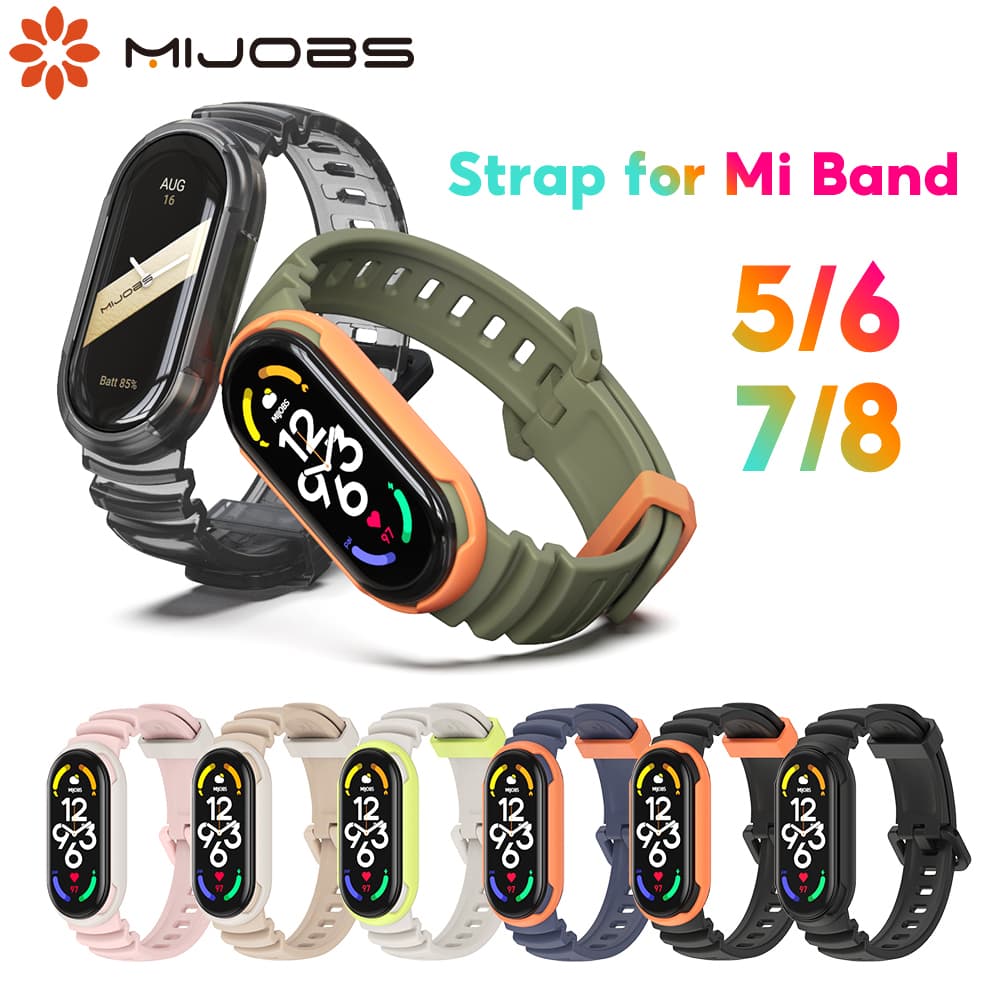 Mijobs สําหรับ Mi Band 10 9 8 ผู้ชายผู้หญิงกันน้ําสําหรับ Mi Band 7 สร้อยข้อมือกีฬาสําหรับ Xiaomi Mi Band 6/Mi Band 5 NFC Global รุ่น TPU เปลี่ยนอุปกรณ์เสริมสายรัดข้อมือ รูปที่ 1