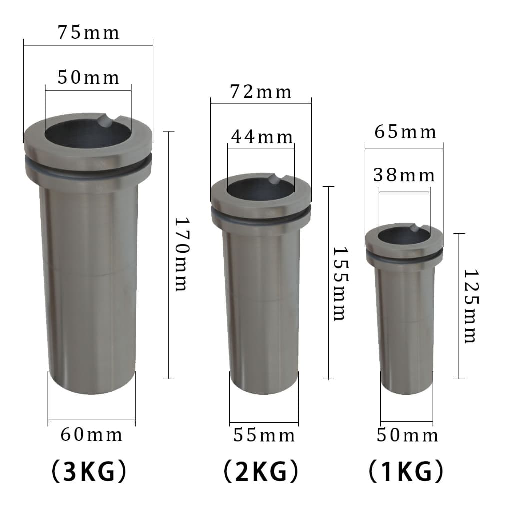 เตาหลอมละลายกราไฟท์ สีเงิน ทอง รับน้ําหนักได้ 1 กก. 2 กก. 3 กก. สําหรับเครื่องประดับ รูปที่ 6