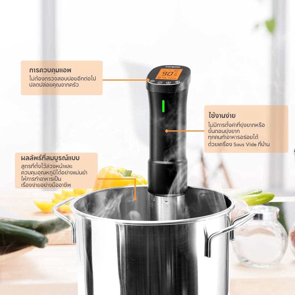 Inkbird ISV-200W เครื่องทําซูวี หม้อหุงข้าวไฟฟ้า ควบคุมผ่านแอพ 1000W รูปที่ 5
