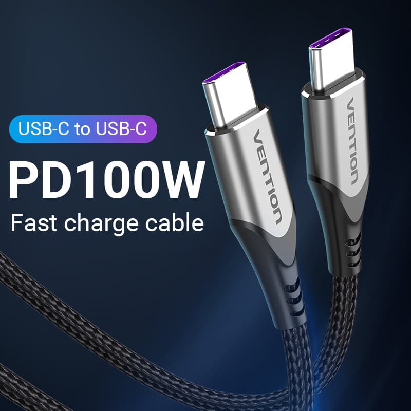 Vention USB C Cable Charger 100W 5A USB C ถึง USB C สายชาร์จเร็ว QC4.0 Type C ถึง Type C สายเคเบิลส่งพลังงาน สําหรับ Macbook Huawei Iphone 15 รูปที่ 4