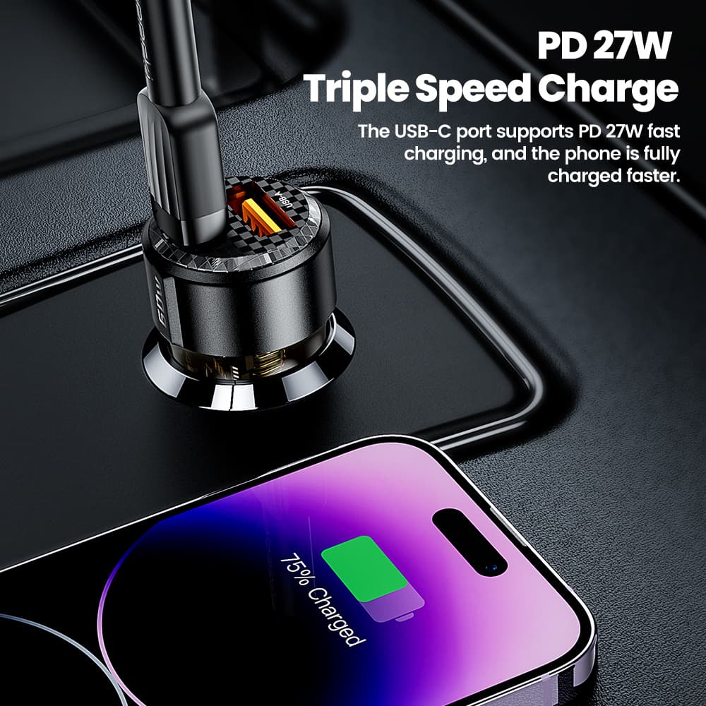 Toocki ที่ชาร์จในรถยนต์ 60W PPS ชาร์จเร็ว QC3.0 PD 3.0 Type C ที่ชาร์จโทรศัพท์ USB แบบพกพา รูปที่ 5