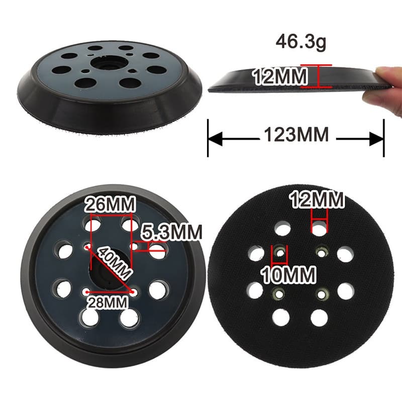 5 นิ้ว 125 มม. 8 หลุม 3 และ 4 เล็บ Hook Loop Orbital Sander ReplacementPad Backing Pad Sanding Backing Disc รูปที่ 3