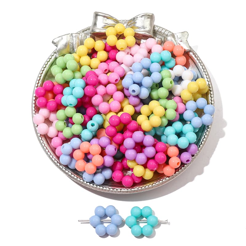 ลูกปัดอะคริลิค สีพื้น สําหรับทําเครื่องประดับ DIY รูปที่ 4