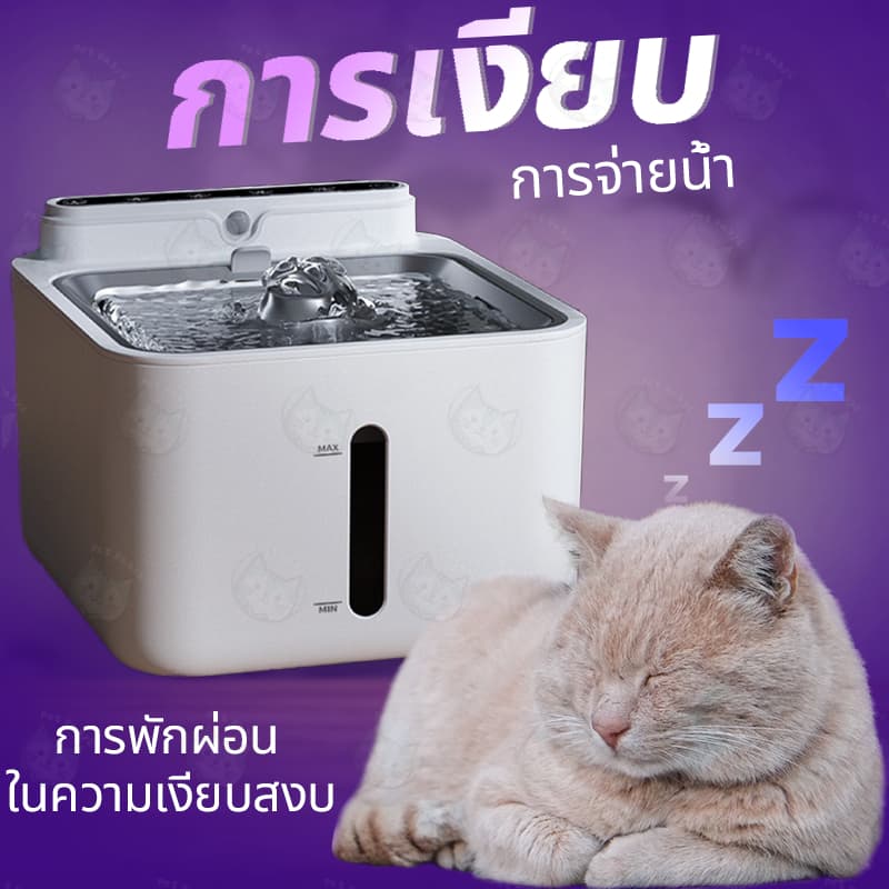 น้ำพุแมวไร้สายอัตโนมัติ แบต6500mAh +กรอง 10 ชิ้น ระบบเซนเซอร์ น้ำพุแมวไร้สาย น้ำพุแมวใส่ถ่าน ฟรีเครื่องมือทำความสะอาด รูปที่ 2