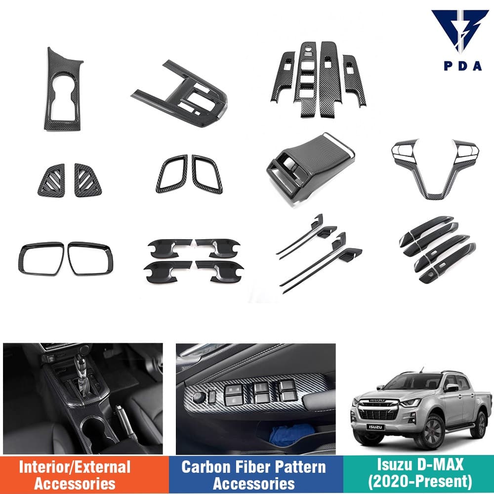 Isuzu D-Max อุปกรณ์เสริมคาร์บอนไฟเบอร์ หน้าต่างยกขึ้น ฝาครอบพวงมาลัย ฝาครอบกระจกประตู รูปที่ 1