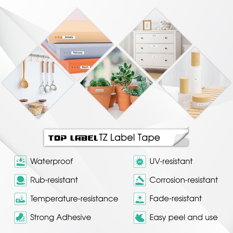 Byz TAPE tze231 เทปฉลากลามิเนต 6 มม. 9 มม. 12 มม. 18 มม. 24 มม. tze231 tze231 TZe-231 สําหรับ Brother P-Touch Pt-D200 Pt-D210 Pt-D600 Pt-D400 Pt1280 Pt1880 รูปที่ 7