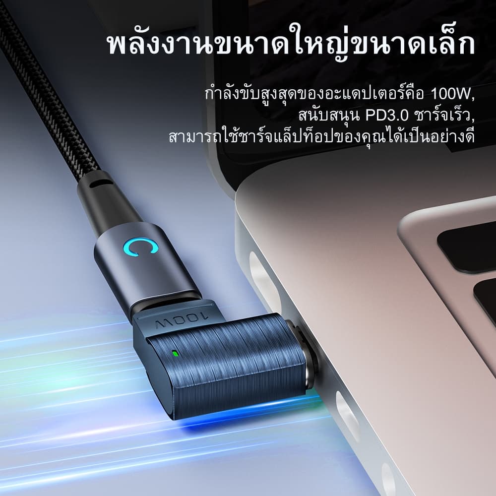 Toocki 100W Type C to Type C OTG อะแดปเตอร์แม่เหล็ก ชาร์จเร็ว USB C to USB C ตัวแปลงข้อศอกแม่เหล็ก รูปที่ 2