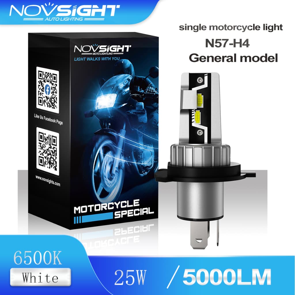 Novsight N57 H4 หลอดไฟหน้ารถจักรยานยนต์ LED 25W 5000LM 6000K รูปที่ 1