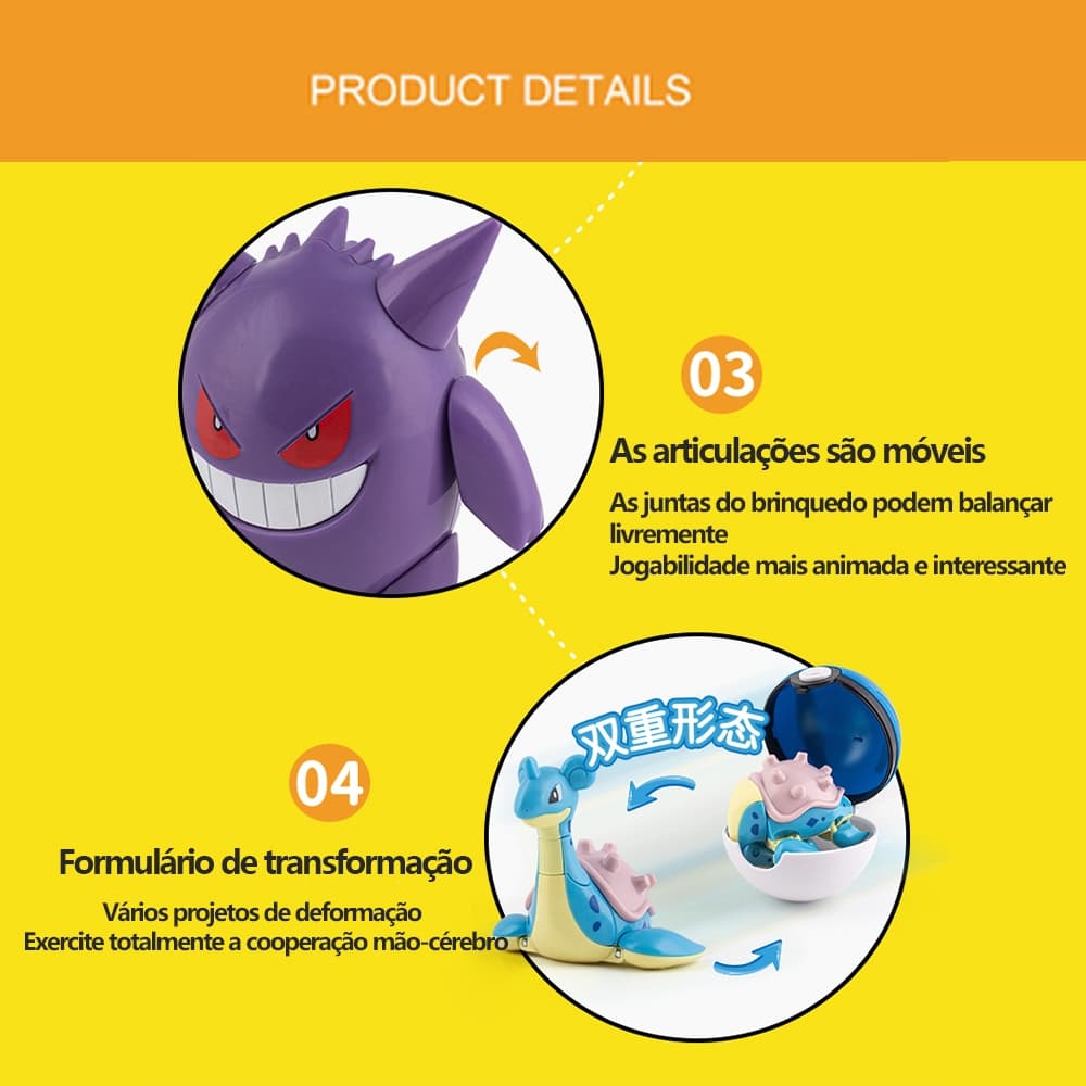 Pokemon โปเกบอล Pikachu Mewtwo Charizard Eevee Gengar แอ็คชั่นฟิกเกอร์ Poke Ball เด็กของเล่น รูปที่ 7