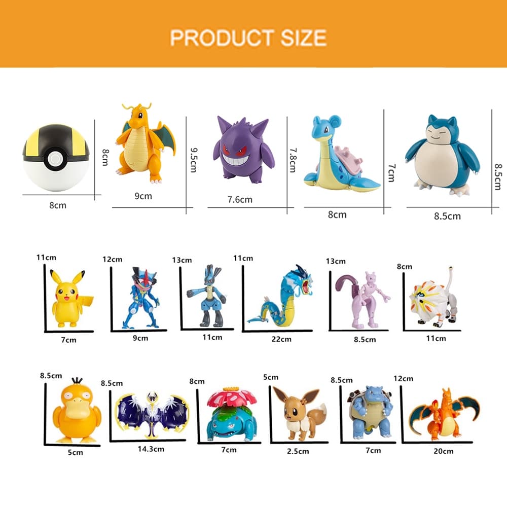 Pokemon โปเกบอล Pikachu Mewtwo Charizard Eevee Gengar แอ็คชั่นฟิกเกอร์ Poke Ball เด็กของเล่น รูปที่ 9