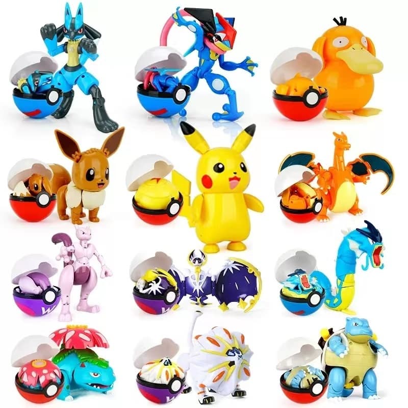 Pokemon โปเกบอล Pikachu Mewtwo Charizard Eevee Gengar แอ็คชั่นฟิกเกอร์ Poke Ball เด็กของเล่น รูปที่ 3