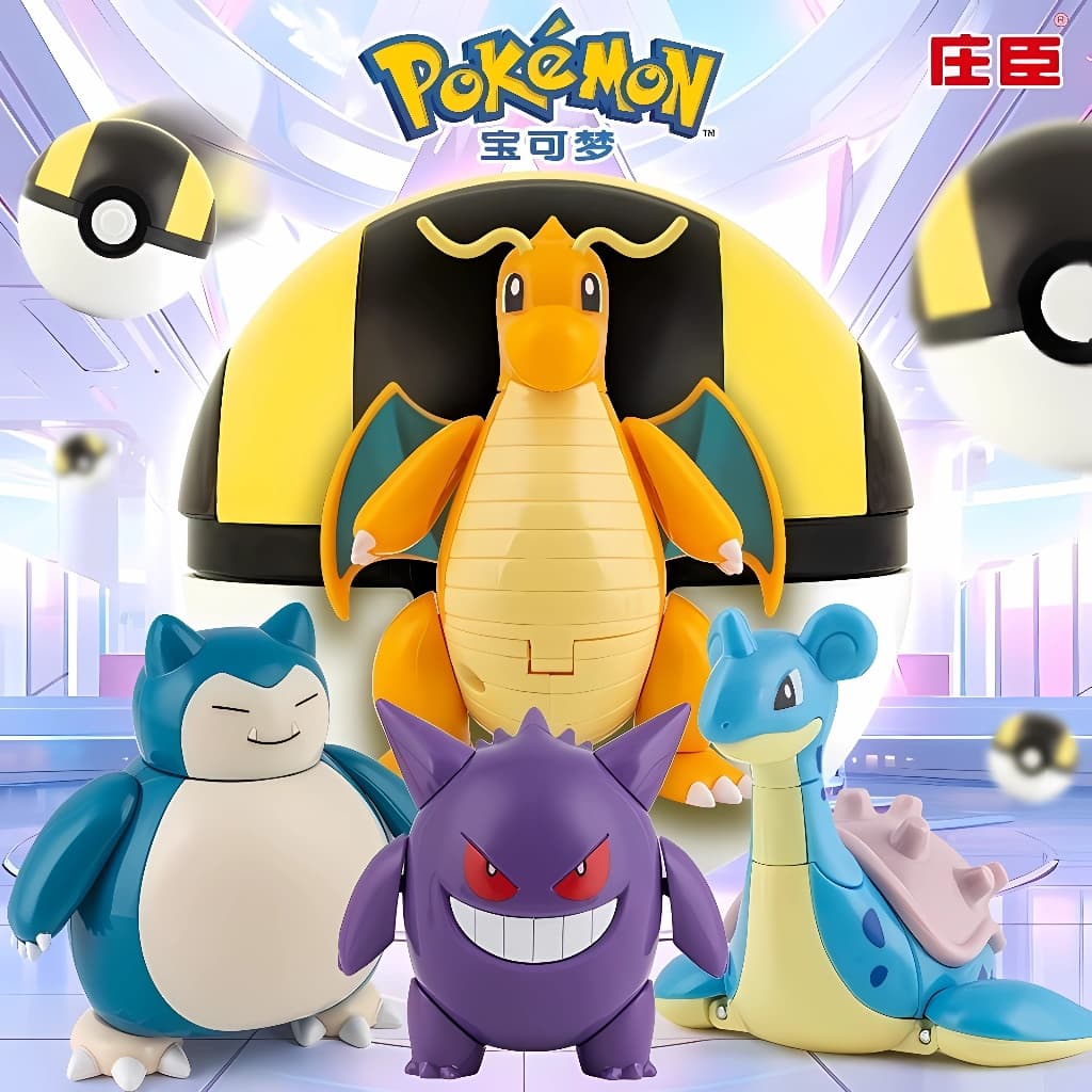 Pokemon โปเกบอล Pikachu Mewtwo Charizard Eevee Gengar แอ็คชั่นฟิกเกอร์ Poke Ball เด็กของเล่น รูปที่ 1