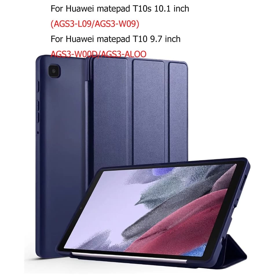 กรณี Huawei MatePad T10s 10.1" AGS3-L09/AGS3-W09 2022 Folding Stand Cover for Huawei T10 9.7" AGR-L09/W09 กรณีซิลิโคนที่ยืดหยุ่นนุ่ม TPU รูปที่ 1