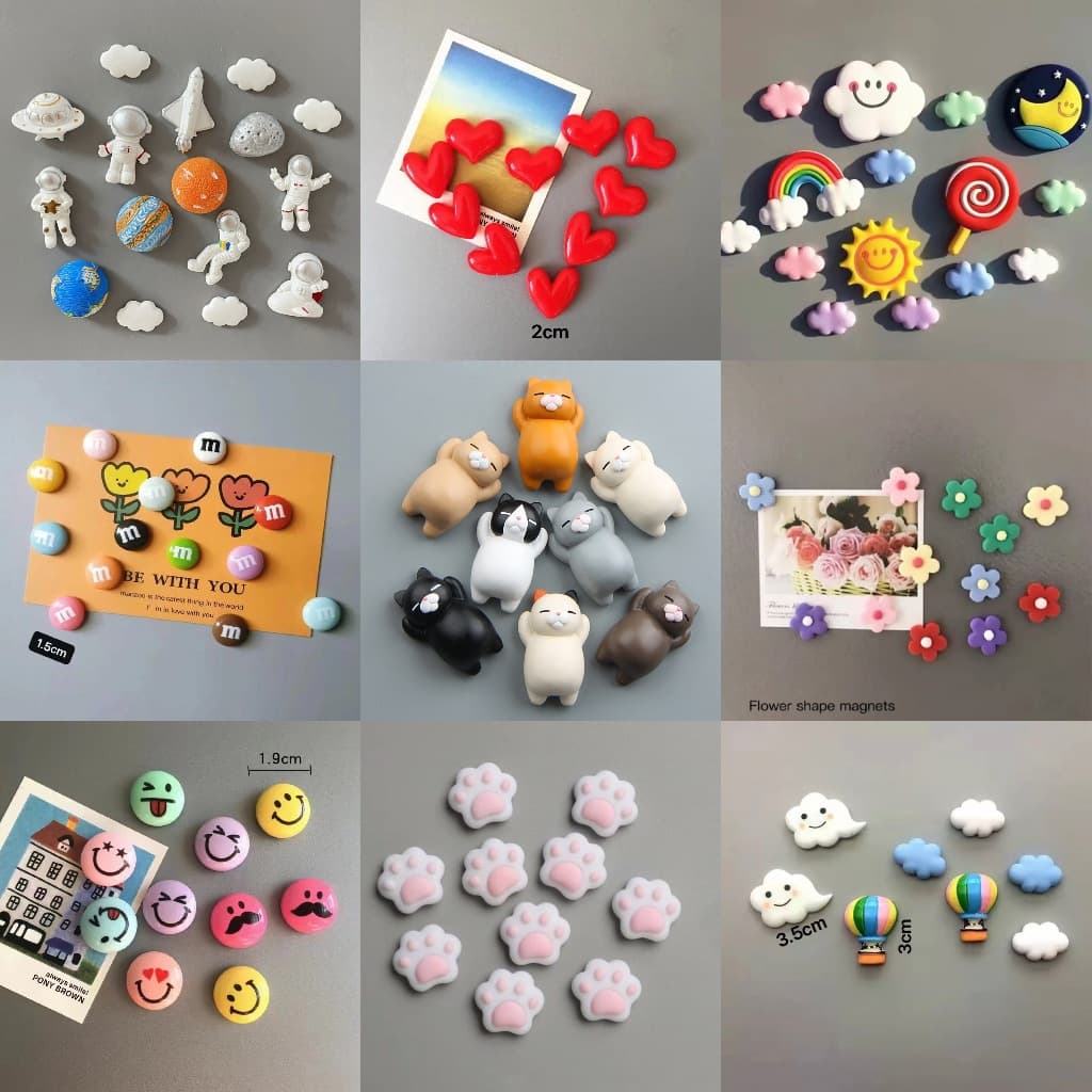 10ชิ้นแม่เหล็กติดตู้เย็น/อุปกรณ์ตกแต่งตู้/เครื่องประดับ3ง/กระดานข้อความ/สติกเกอร์เอกสารสํานักงาน/อาหารจําลอง/สติกเกอร์ตู้เย็นน่ารัก/ตกแต่งห้องเด็