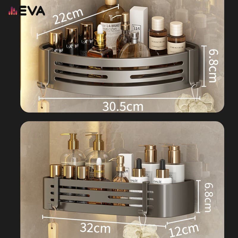 ชั้นเก็บของติดผนังห้องน้ํา EVA ตะกร้าวางของอลูมิเนียม ขาตั้งกล้อง ไม่ต้องใช้ตะปู จัดส่งจากกรุงเทพ รูปที่ 8