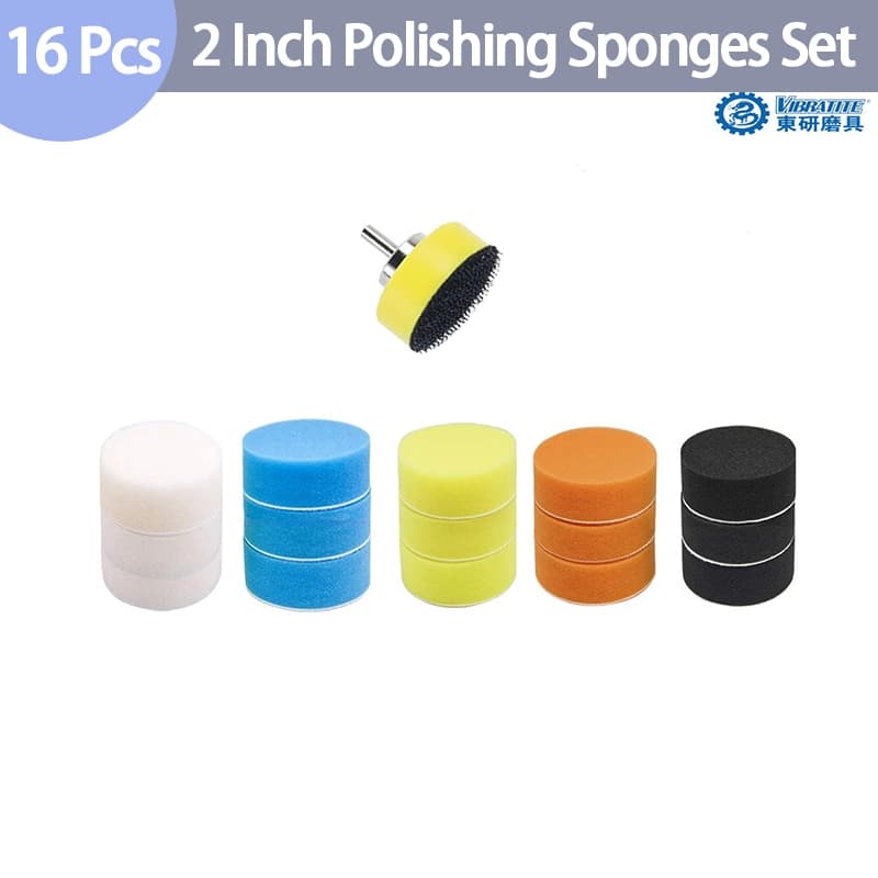 16 ชิ้น 2 นิ้ว 50 มม.แผ่นขัดชุดฟองน้ํารถยนต์ขัดแว็กซ์ Buffing ทําความสะอาดสกรูถาดเครื่องมือที่มีประโยชน์ รูปที่ 1