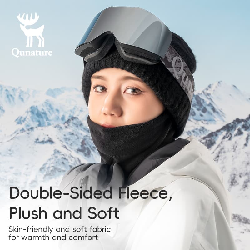 Qunature หน้ากาก ผ้าฟลีซ แบบหนา กันลม ให้ความอบอุ่น สําหรับขี่รถจักรยานยนต์ เล่นสกี กลางแจ้ง รูปที่ 5