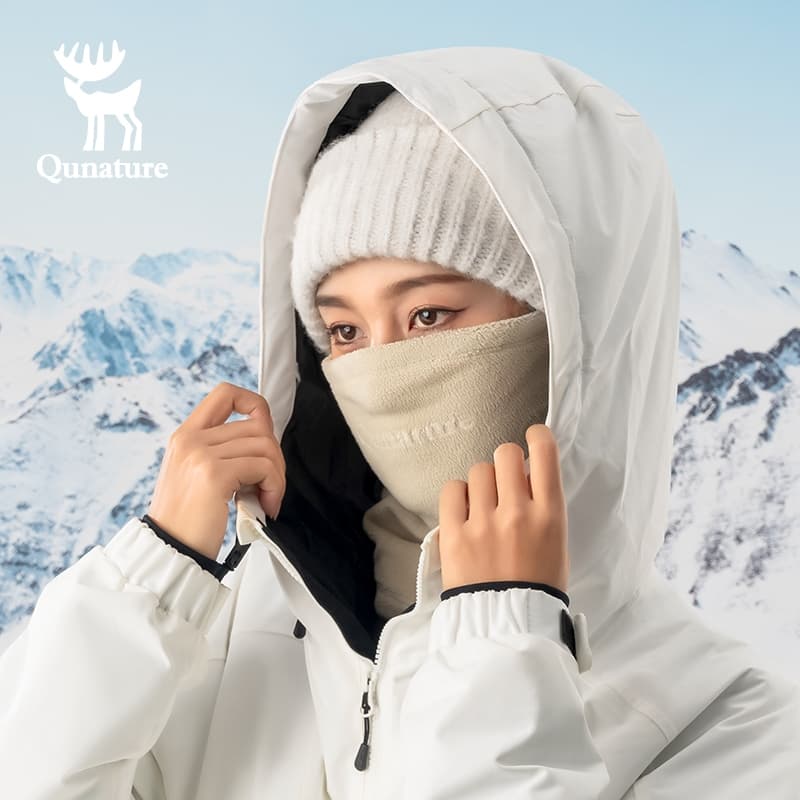 Qunature หน้ากาก ผ้าฟลีซ แบบหนา กันลม ให้ความอบอุ่น สําหรับขี่รถจักรยานยนต์ เล่นสกี กลางแจ้ง รูปที่ 9