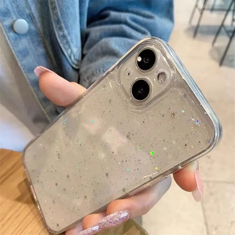 Tpu Glitter กันกระแทกเคสโทรศัพท์สําหรับ iPhone 17 Pro Max 16 15 14 Pro Max 11 12 13 Pro MaxX XS Max XR 7 8 Plus โปร่งใสกันกระแทกกรณีพร้อมเลนส์กล้องป้องกัน รูปที่ 7